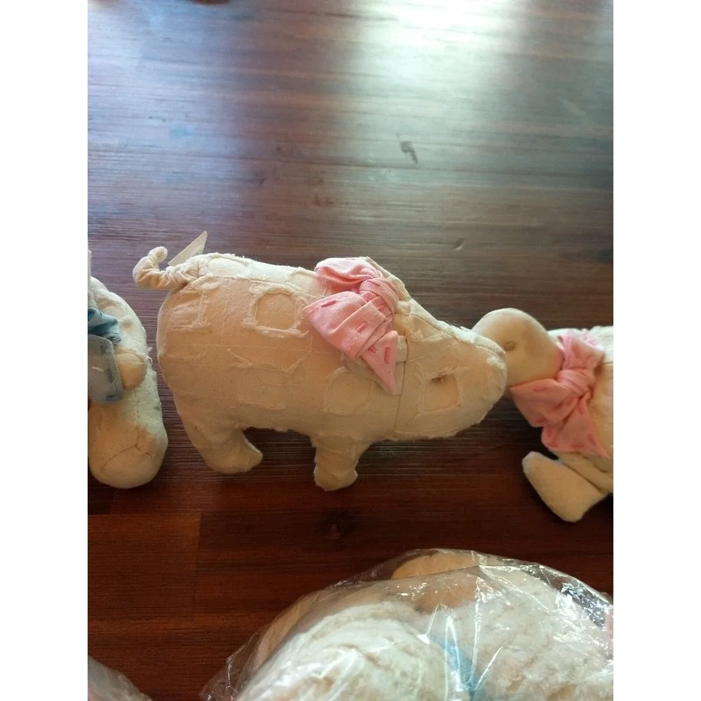 lot of 7 two's company plush pig bear dog turtle‎ cat bunny D5